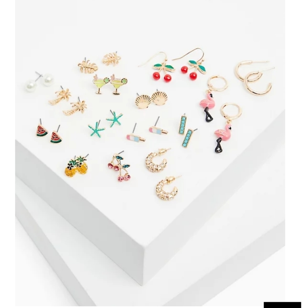 🆕 SUMMER STUD & HUGGIE EARRINGS SET - SET OF 15